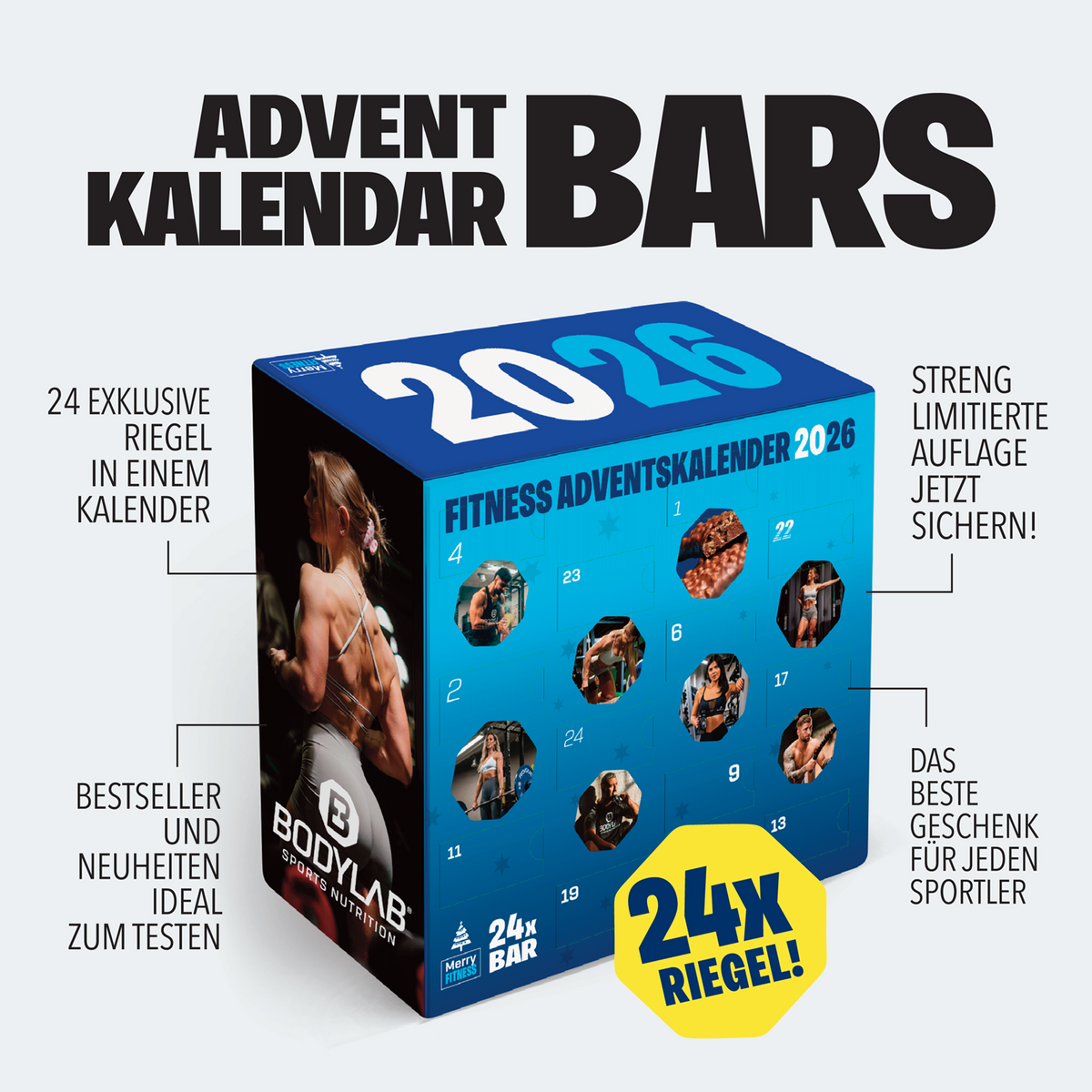 Riegel Adventskalender + GRATIS 500 g Creatine Powder