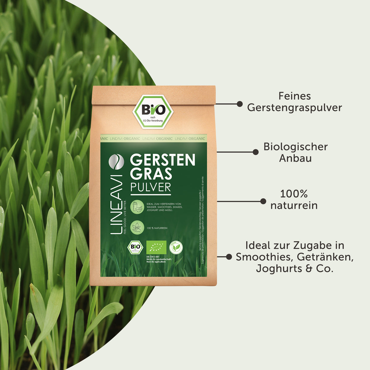 Doppelpack: Bio Gerstengraspulver (2x1000g)
