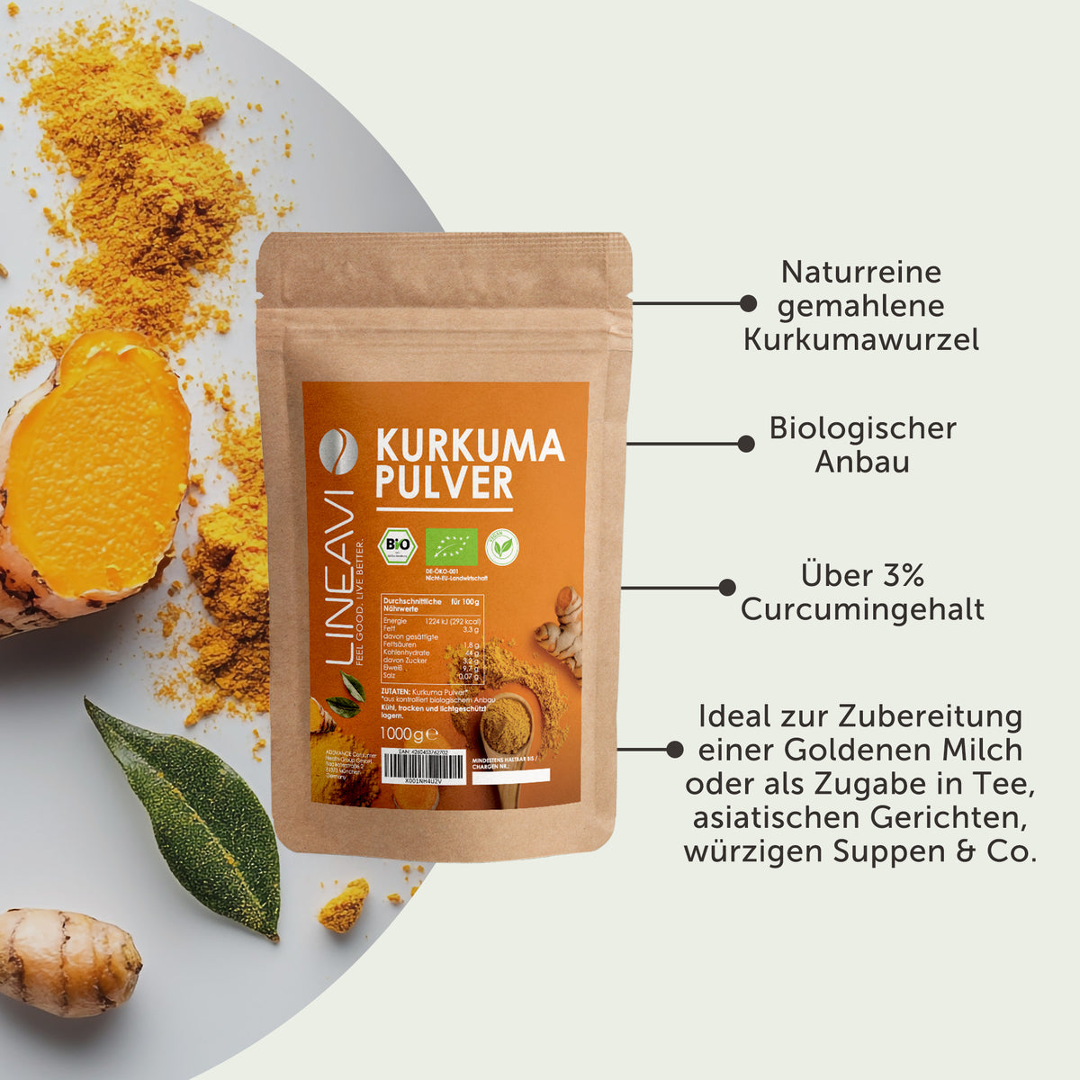 Doppelpack: Bio Kurkumapulver (2x1000g)