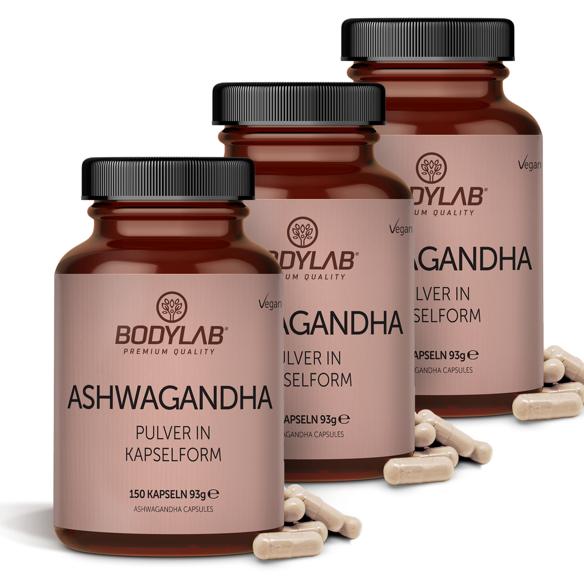 3 x Ashwagandha Pulver in Kapselform (3 x 150 Kapseln)