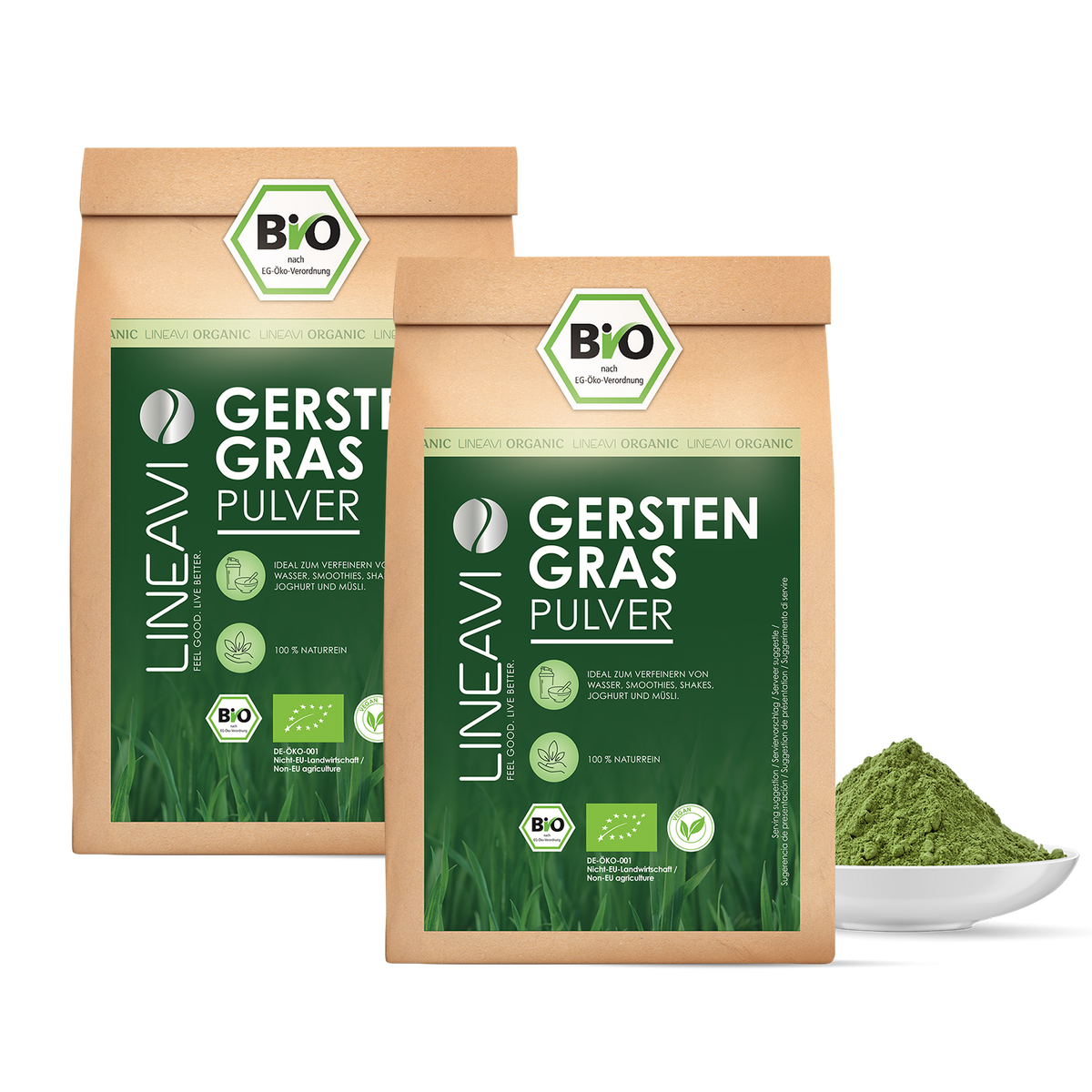 Doppelpack: Bio Gerstengraspulver (2x1000g)