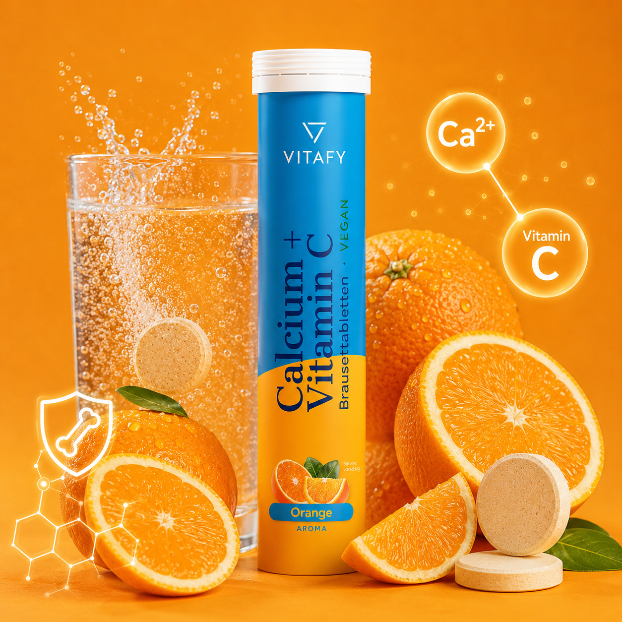 Calcium + Vitamin C - Orange (20 Brausetabletten) - 6er Pack