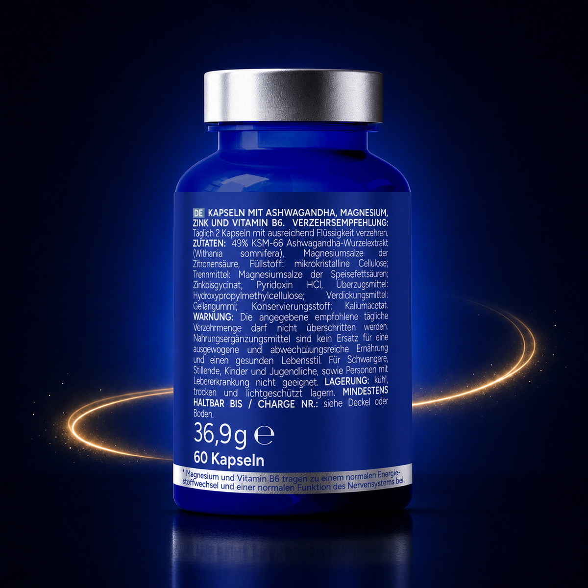 Ashwa+ Ashwagandha KSM-66® mit Magnesium, Zink & Vitamin B6 (60 Kapseln)