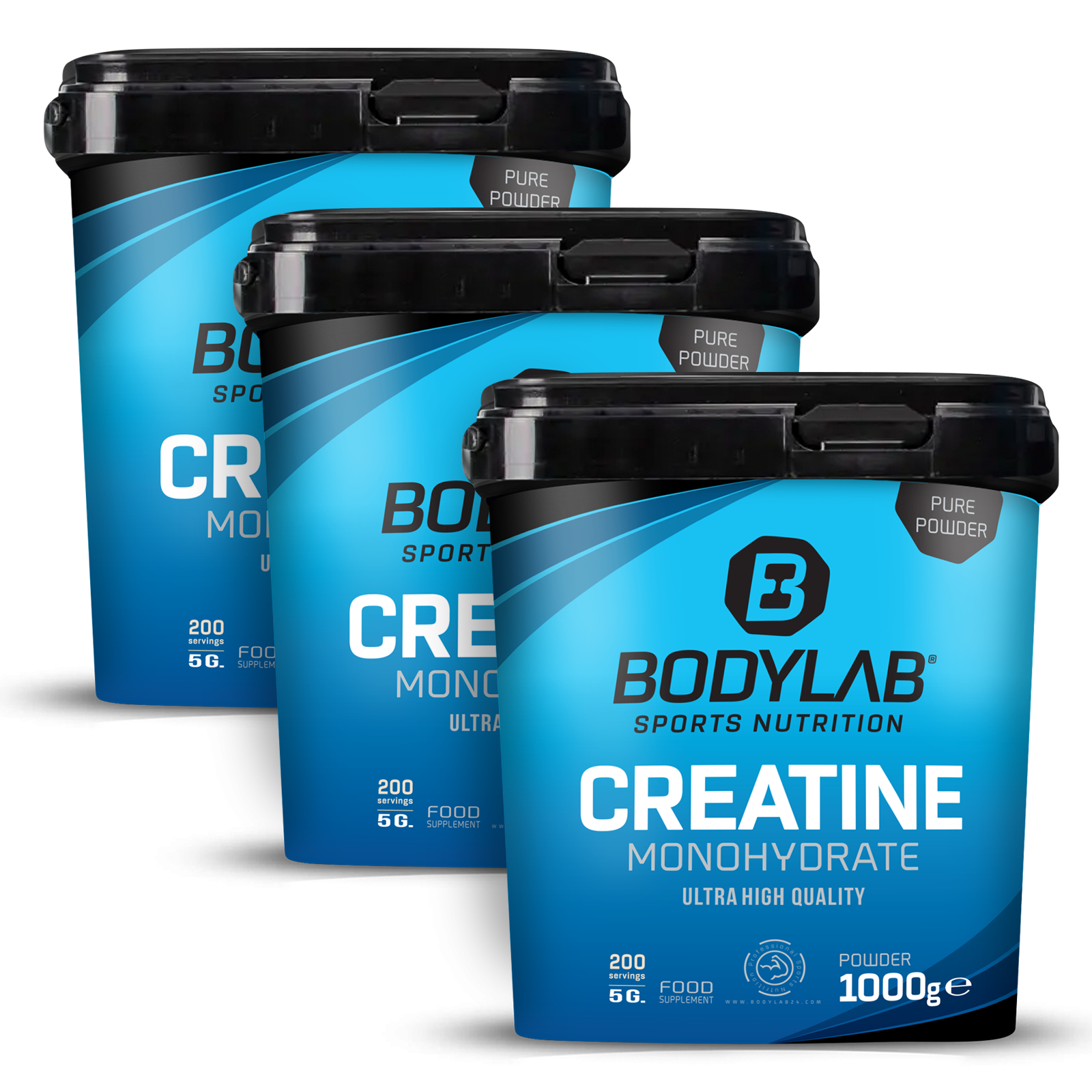 3 x Creatine Monohydrate - 100% Pure Powder (1000g)