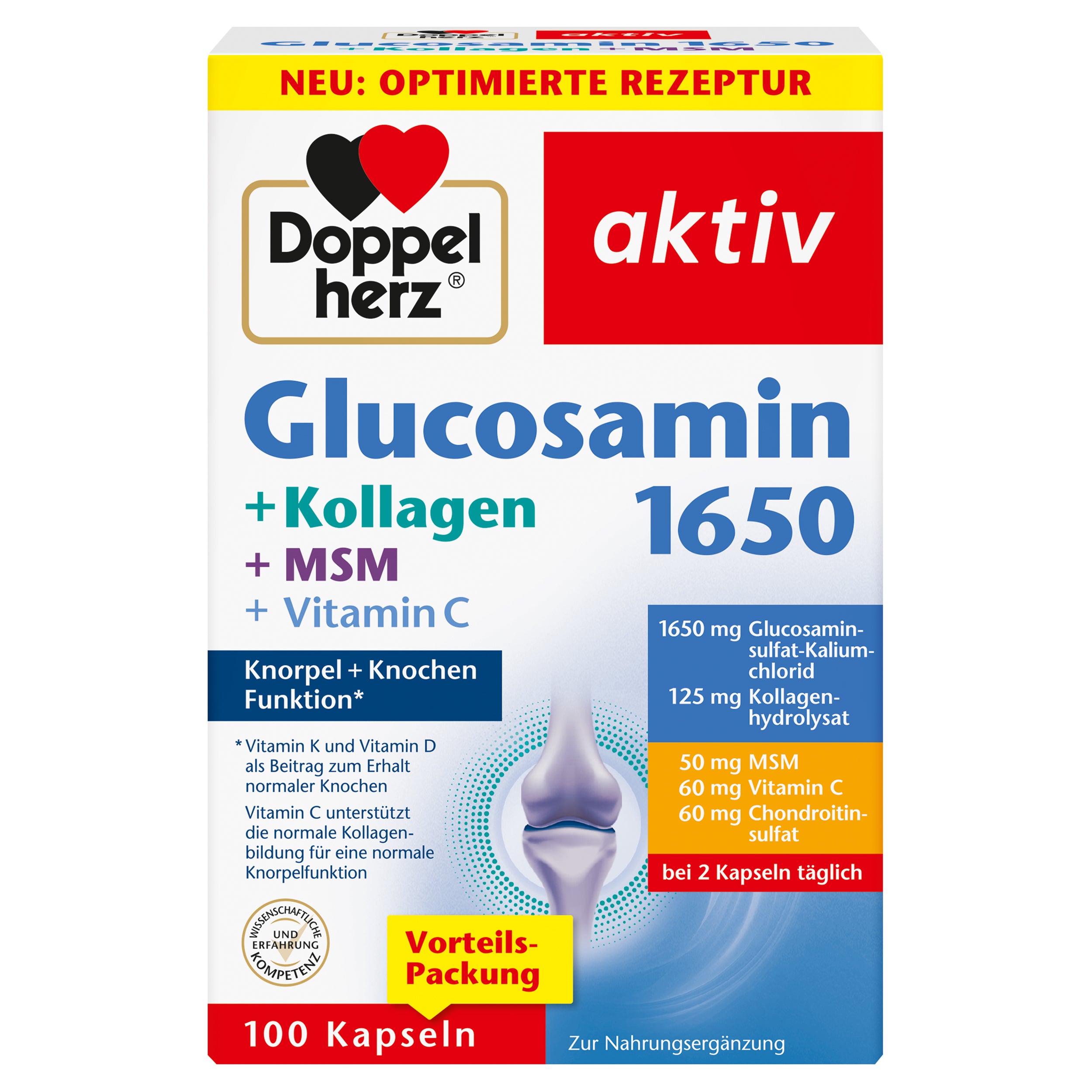 Glucosamin 1650 + Kollagen + MSM (100 Kapseln)