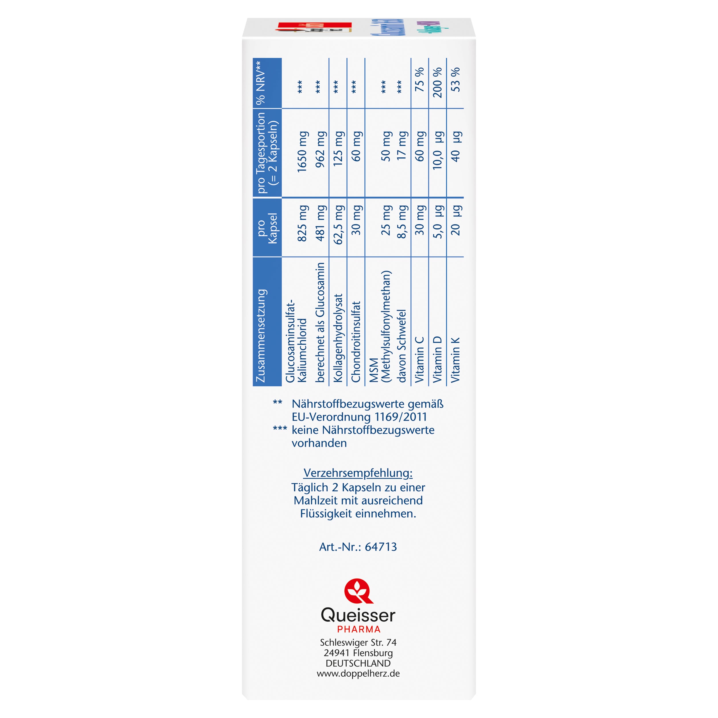 Glucosamin 1650 + Kollagen + MSM (100 Kapseln)