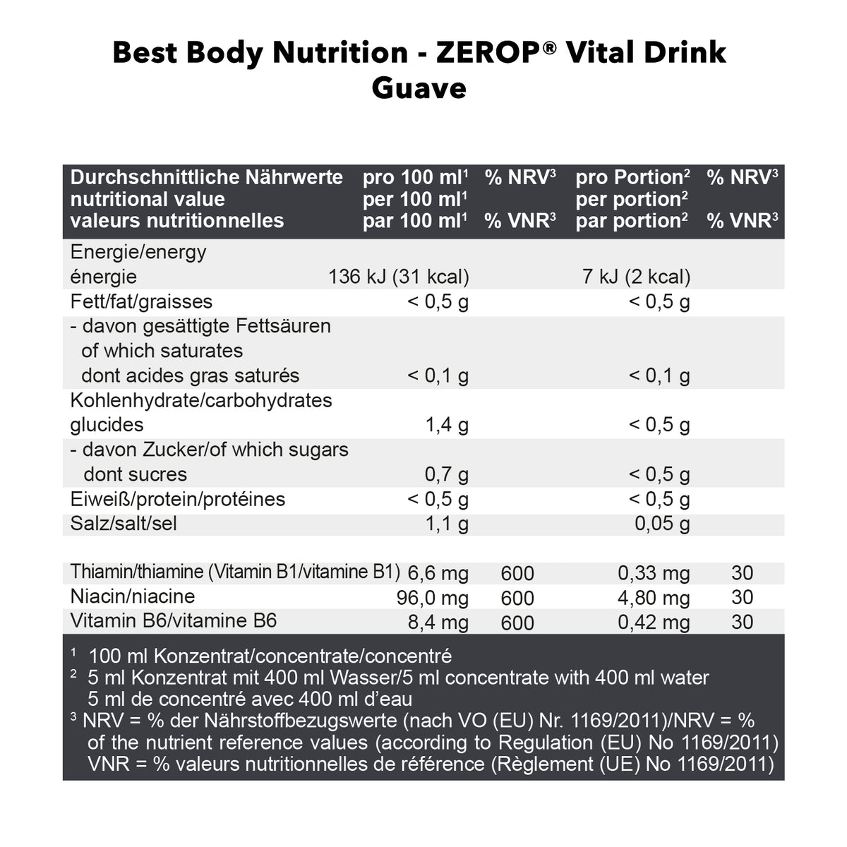 Vital Drink Zerop (1000ml) Kaktus Feige
