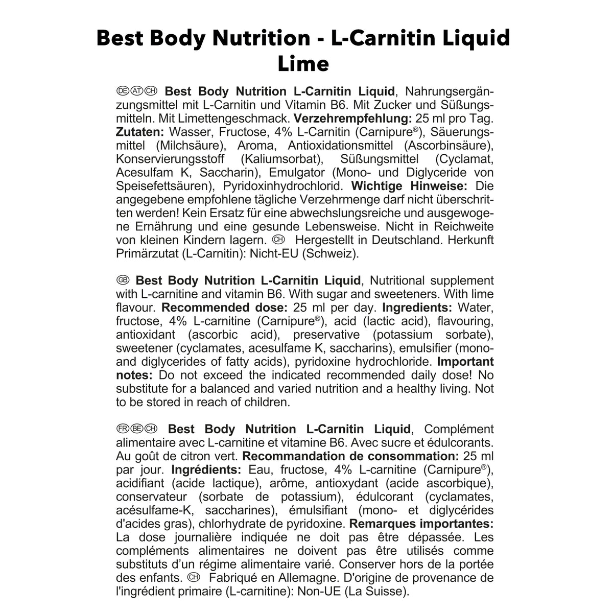 L-Carnitin Liquid (1000ml) Limette