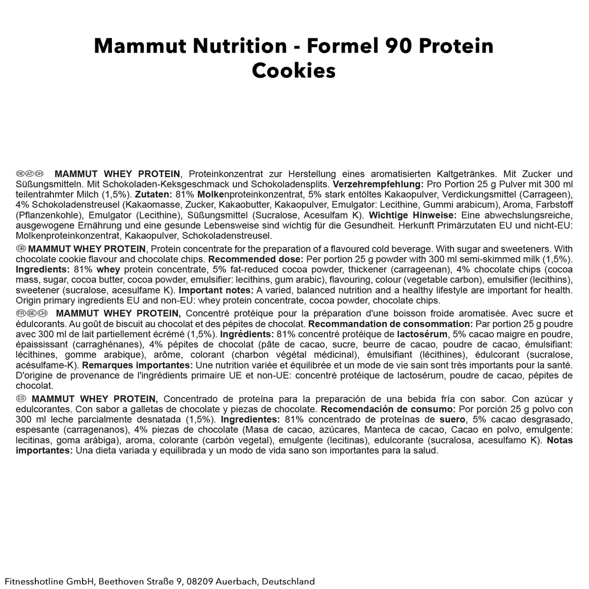 Formel 90 Protein (3000g) Cookies