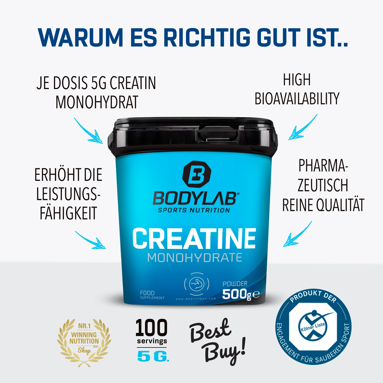 Bodylab24 Pure Muscle Gainer – Gusto Biscotti E Crema, 2kg, Con Carboidrati Naturali E Creatina, Per Massa Muscolare