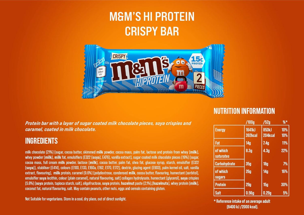 M&M's Crispy High Protein Bar Milk Chocolate (12x52g)