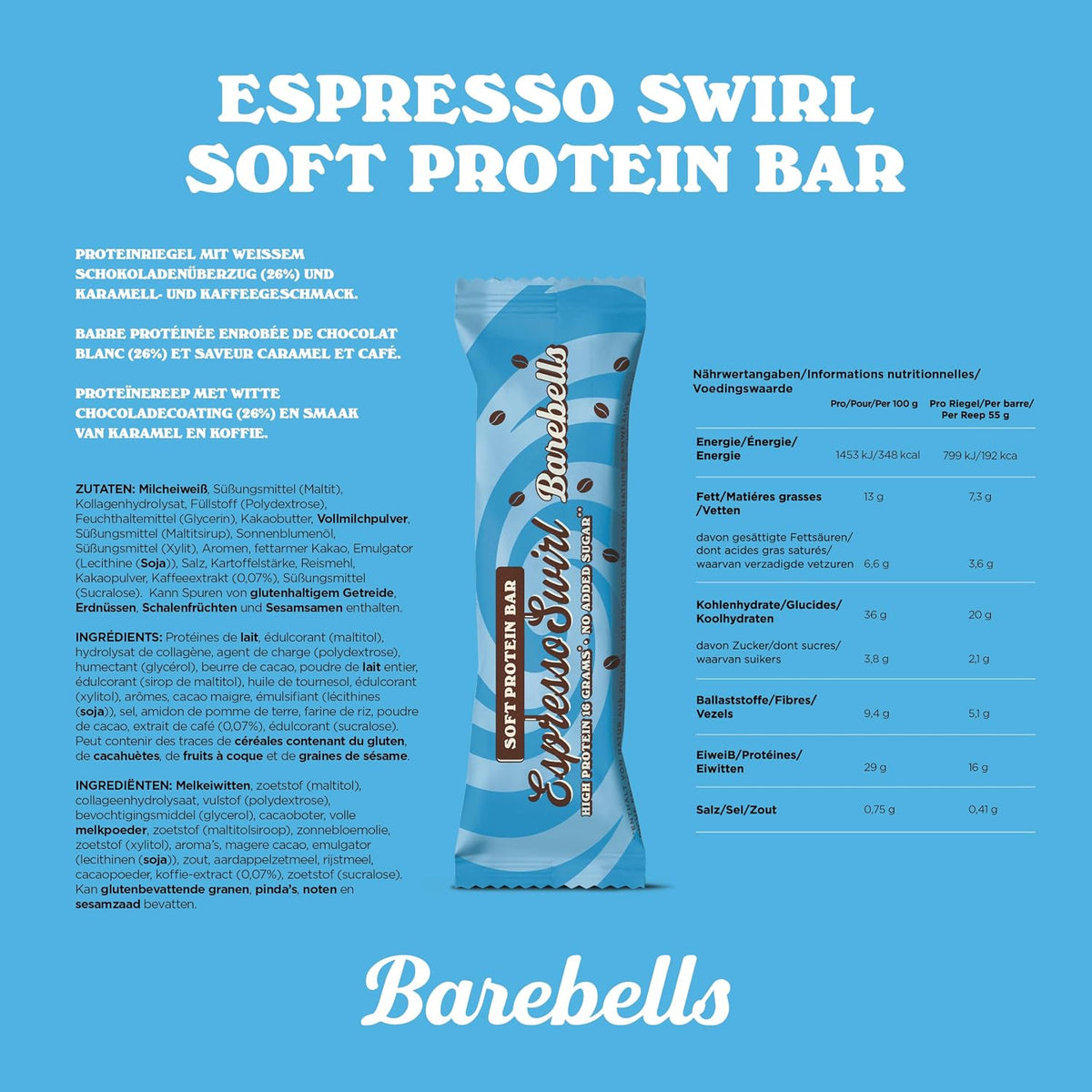 Soft Protein Bar (12x55g) Espresso Swirl
