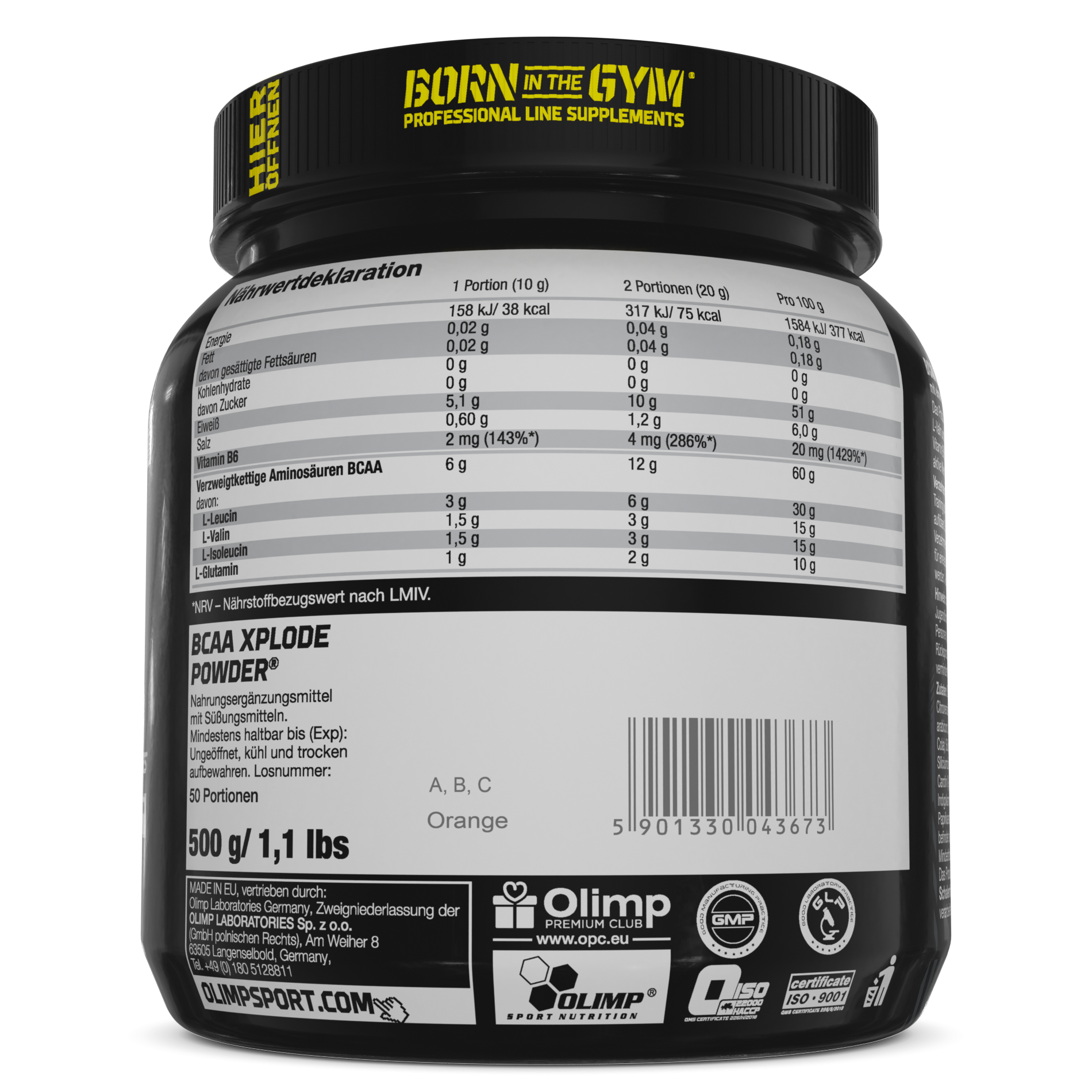 BCAA Xplode Powder (500g) Orange