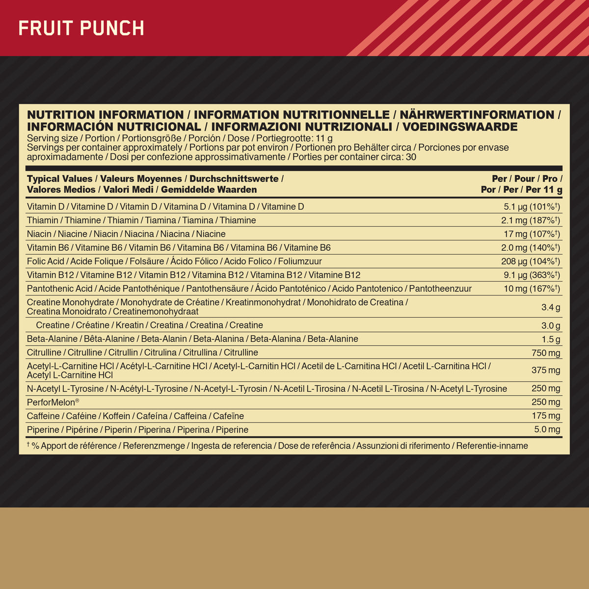 Gold Standard Pre-Work Out (330g) Fruit Punch
