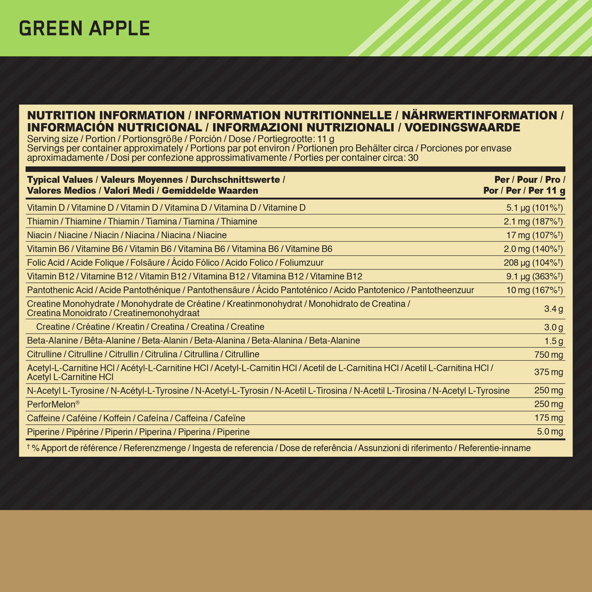 Gold Standard Pre-Work Out (330g) Green Apple