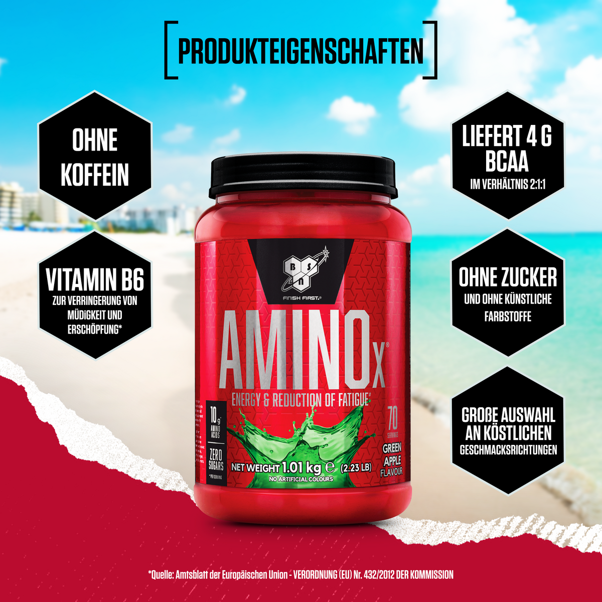 Amino X Aminosäuren BCAA (1000g) Grüner Apfel
