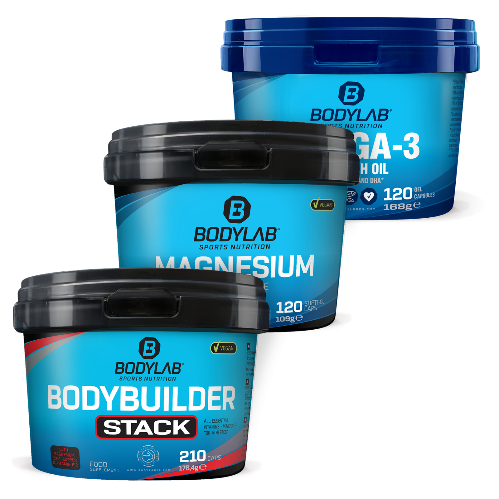 Bodybuilder Stack (210 Kapseln) + Omega 3 + D3 + K2 Extreme (120 Kapseln) + Magnesium Bisglycinate (120 Kapseln)