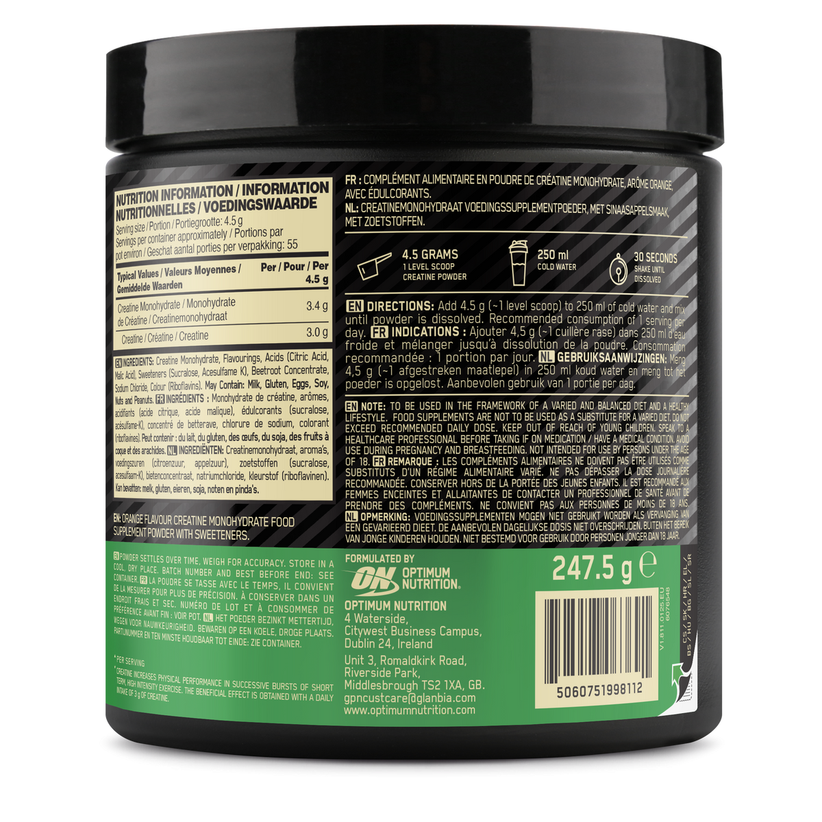 Micronised Creatine Powder Flavored (247g) Orange