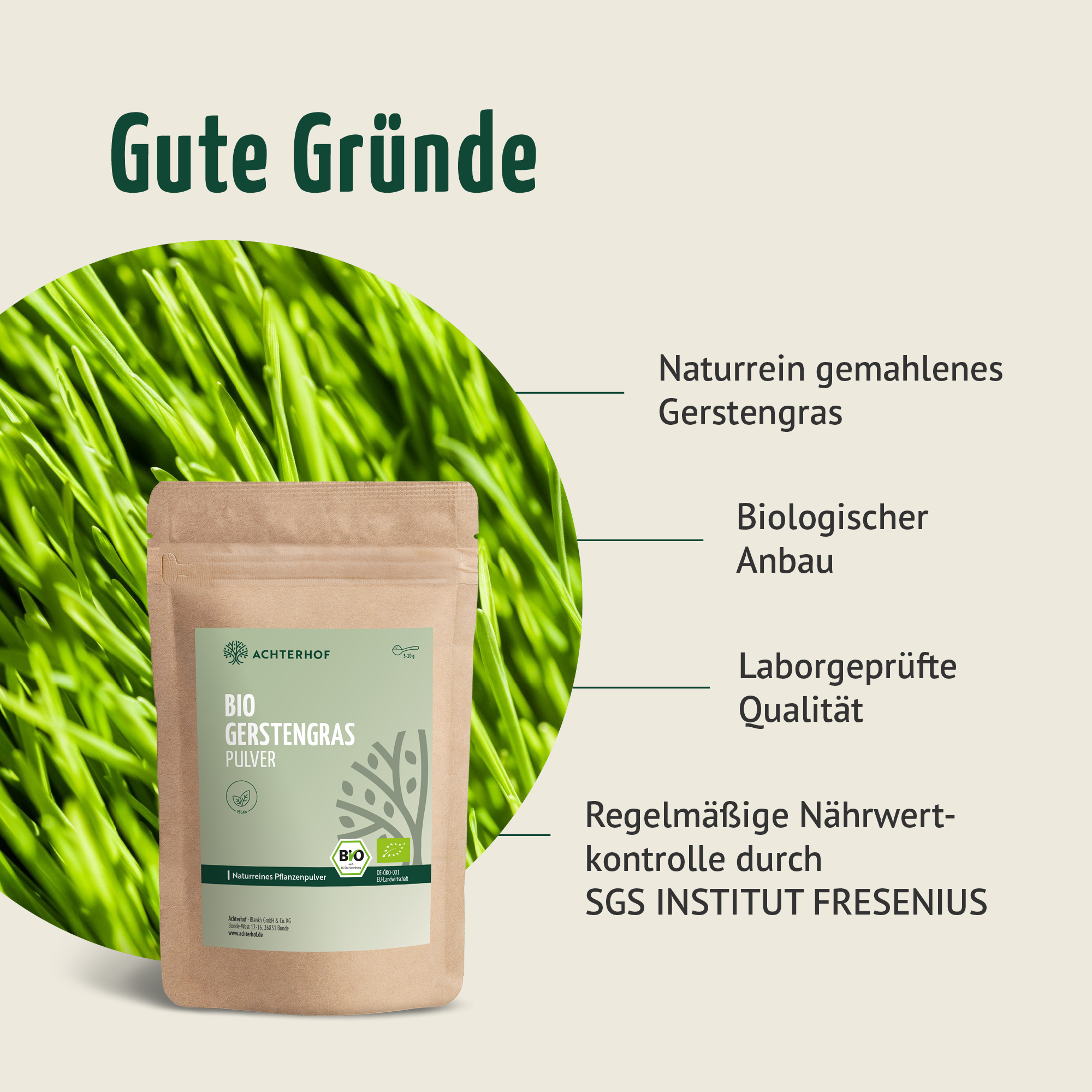 Bio Gerstengras Pulver (1000g)
