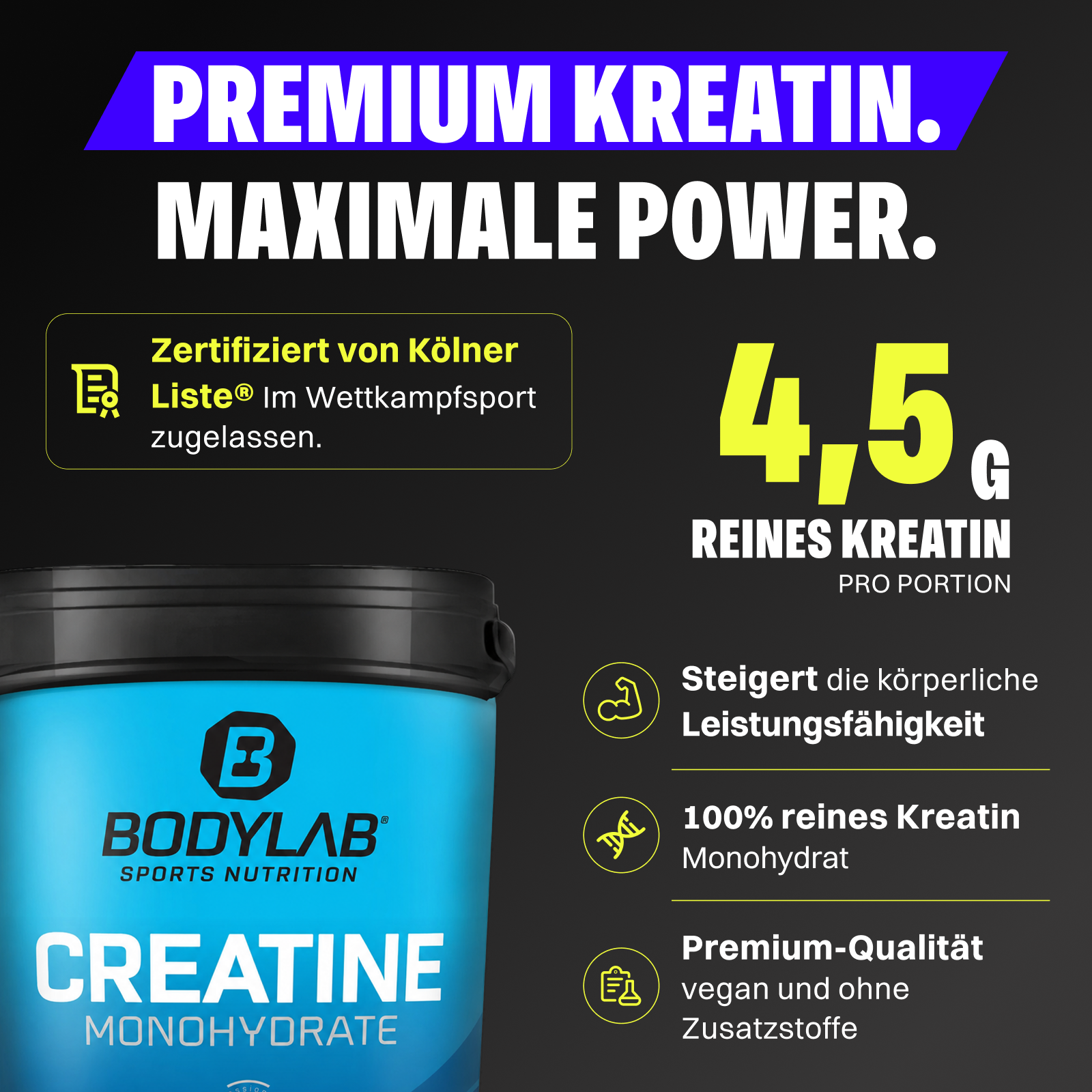 3 x Creatine Monohydrate - 100% Pure Powder (1000g)