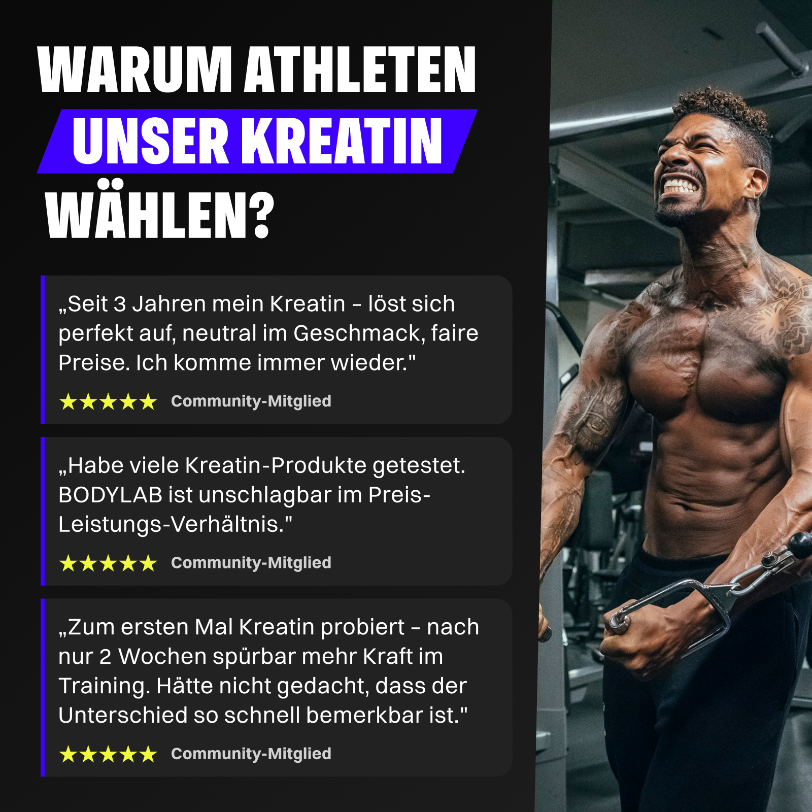 3 x Creatine Monohydrate - 100% Pure Powder (1000g)