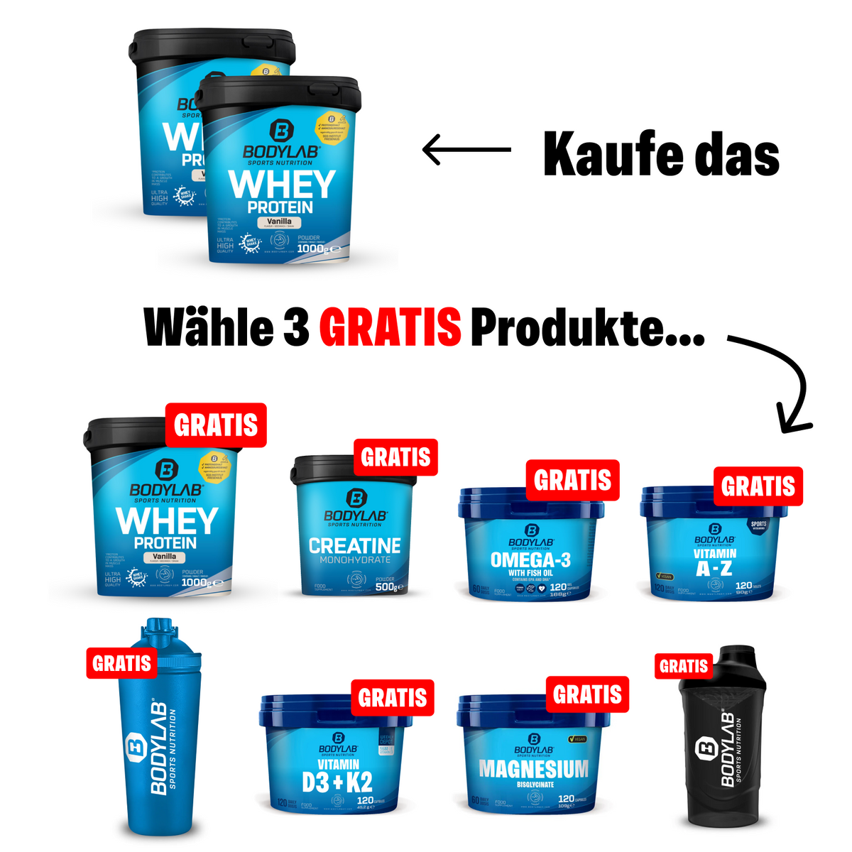 EXKLUSIVER DEAL: 5Für2 Protein-Powerpack – 3 GRATIS Produkte nach Wahl