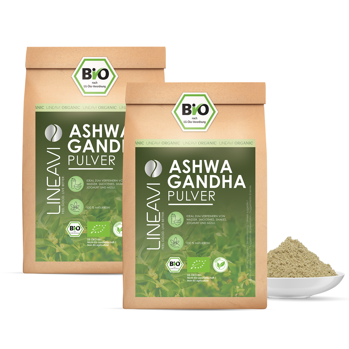 Doppelpack: Bio Ashwagandhapulver (2x1000g)
