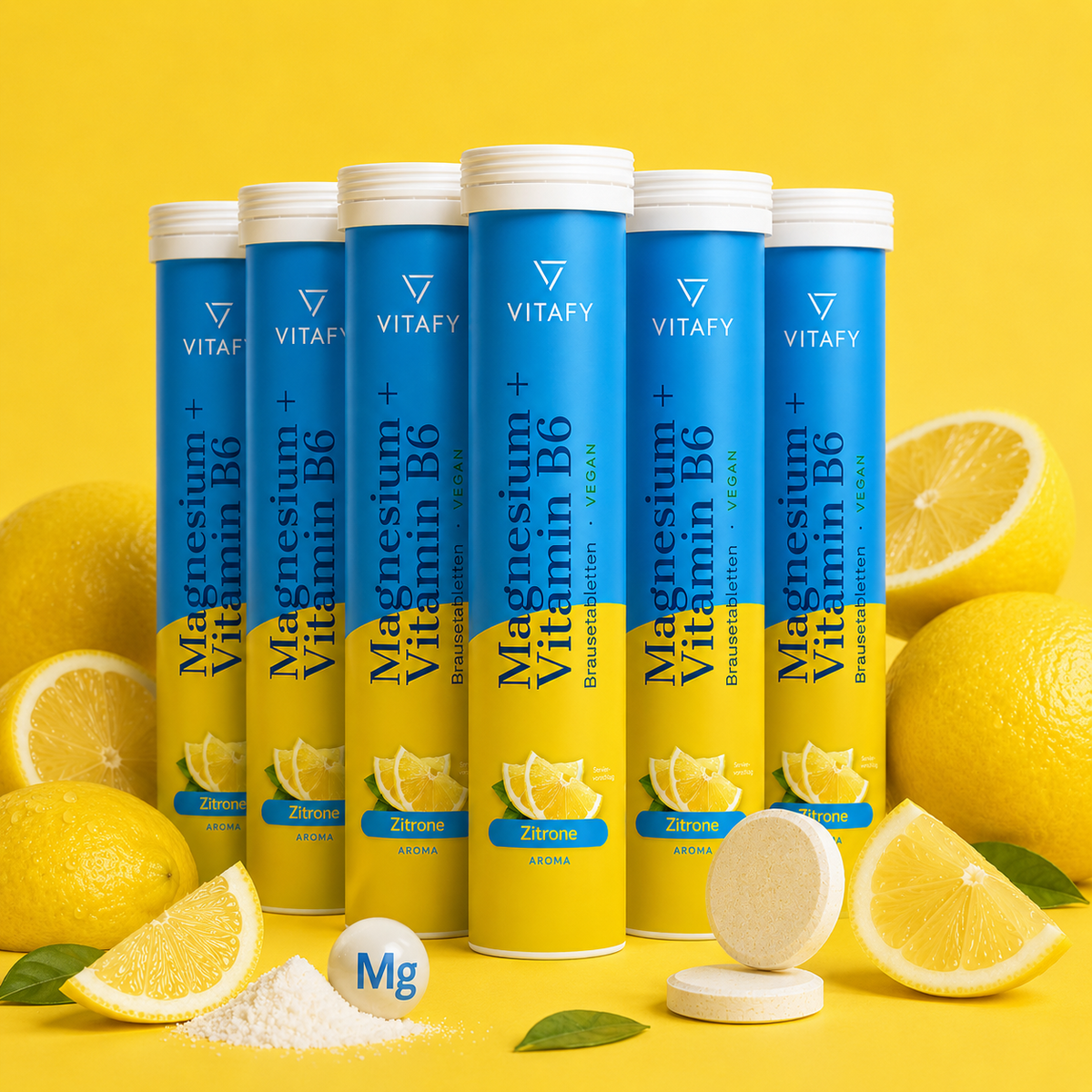Magnesium + Vitamin B6 - Zitrone (20 Brausetabletten) - 6er Pack