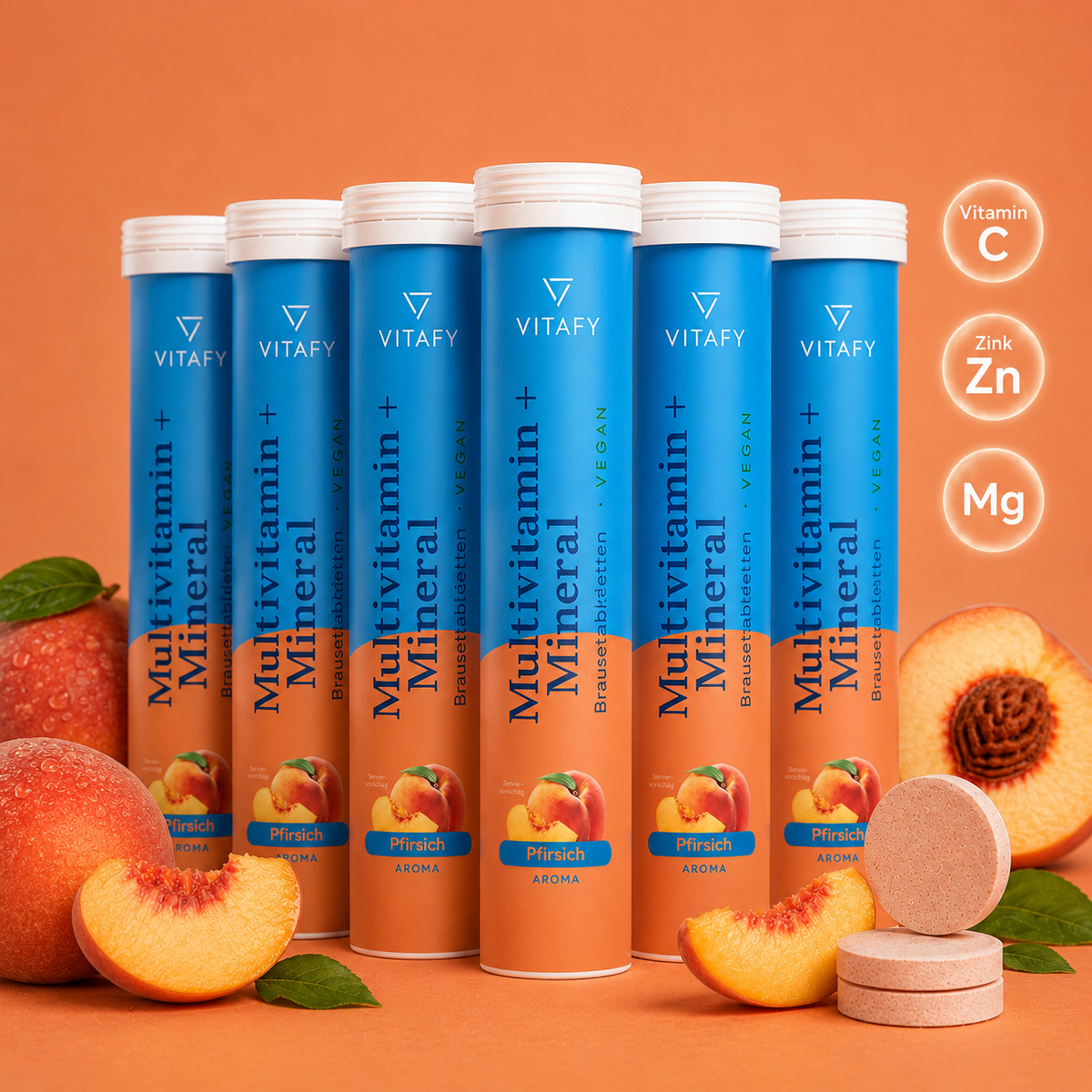 Multivitamin + Mineral - Pfirsich (20 Brausetabletten) - 6er Pack