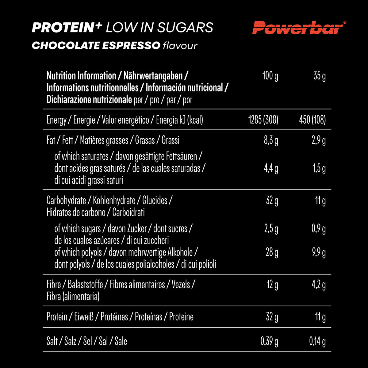 Protein+ Low in Sugars (16x35g) Chocolate Espresso