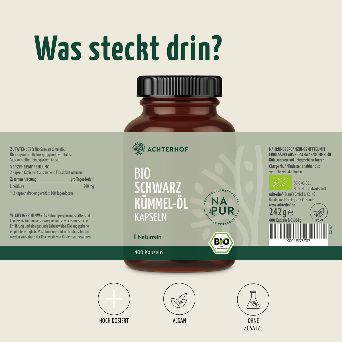 Bio Schwarzkümmel-Öl Kapseln (400 Kapseln)