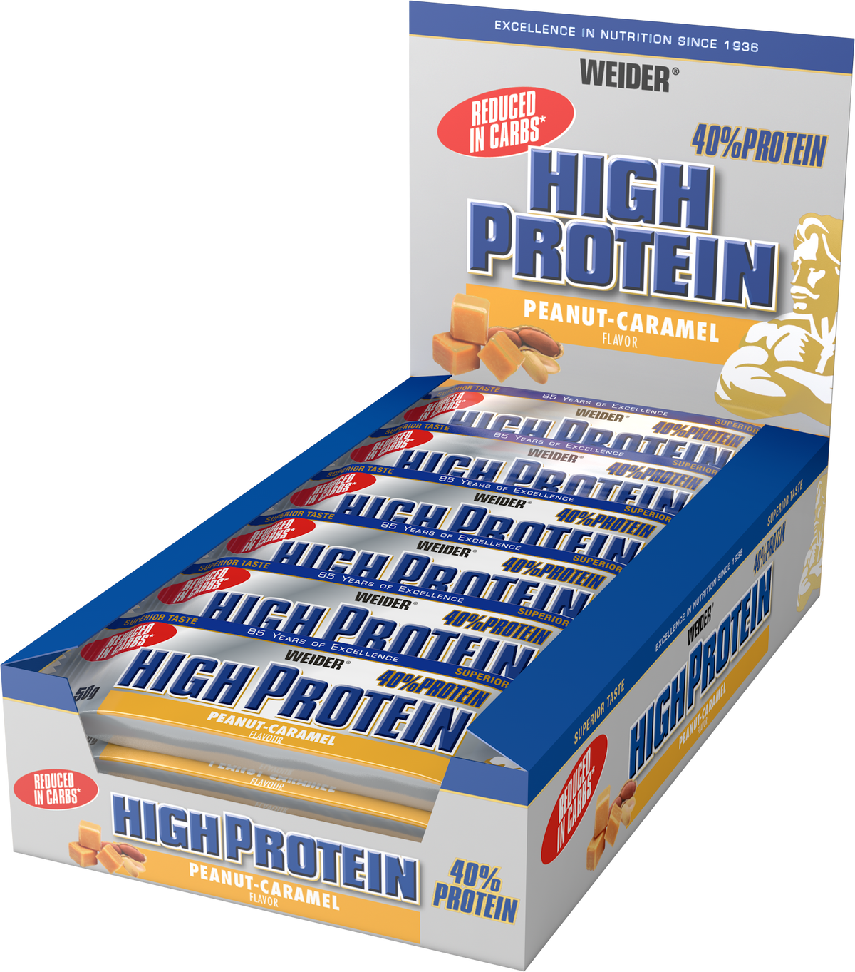 40% High Protein Bar (24x50g) Erdnuss-Karamell