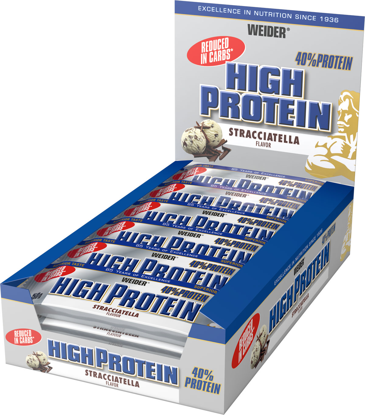 40% High Protein Bar (24x50g) Stracciatella